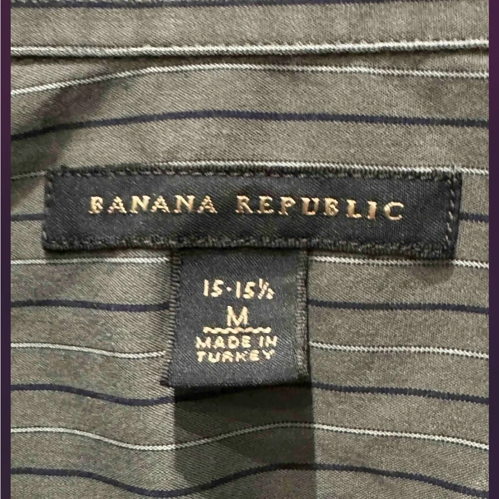 Banana Republic Men's Gray Pinstripe Shirt MEDIUM